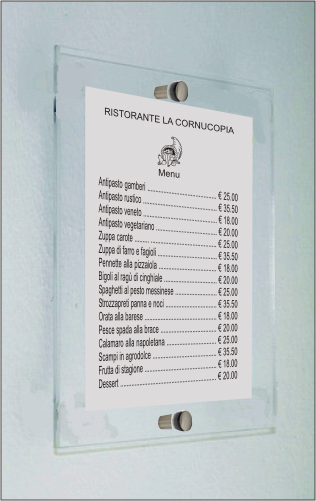Targa a muro porta menù A5